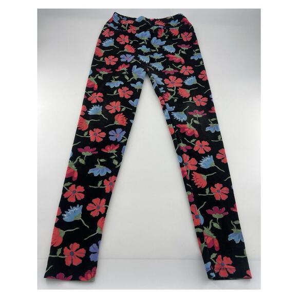 Lularoe One Size Leggings Women Black Floral Colorful Size 8-16 Active Granny - Picture 1 of 6
